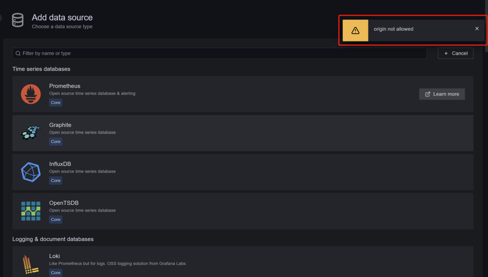 升级grafana到9.0.2版本后，提示错误：Origin not allowed